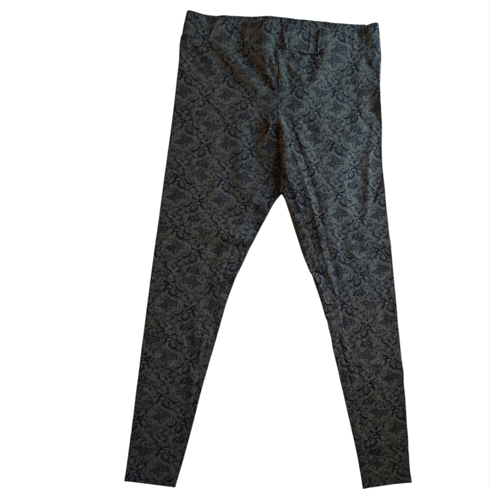 Willow & Clay Damask Leggings Dark Academia Gothic Green Skinny Pants Large